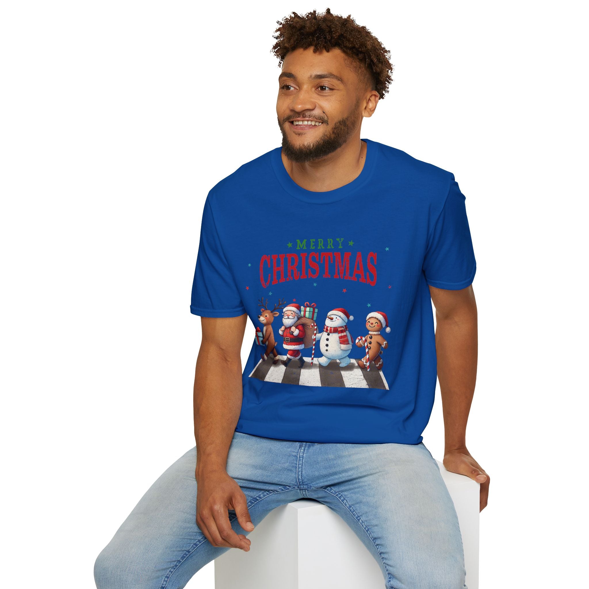 Fab Four Of Christmas Crossing The Road - Unisex Softstyle T-Shirt