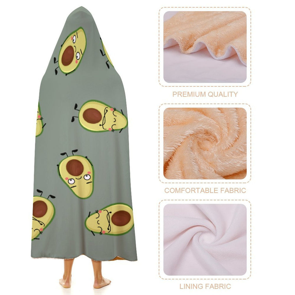 Avocado Characters Kids Hooded Blanket 100cm x 130cm Kids Hooded Blanket Food Printed Offshore