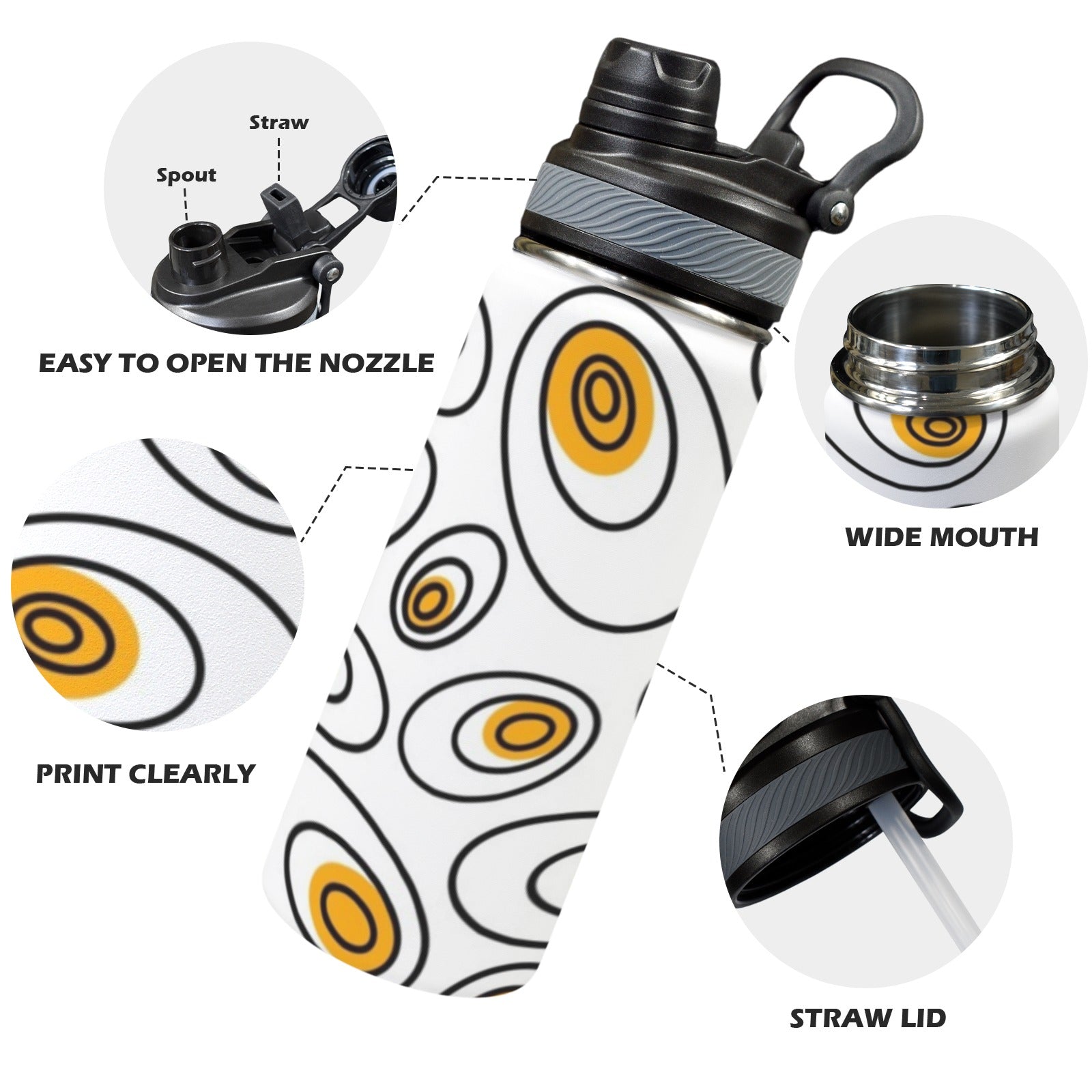 Abstract Eggs - Insulated Water Bottle with Dual-Use Lid (18oz) Insulated Water Bottle with Dual-Use Lid (18oz) Food Printed Offshore