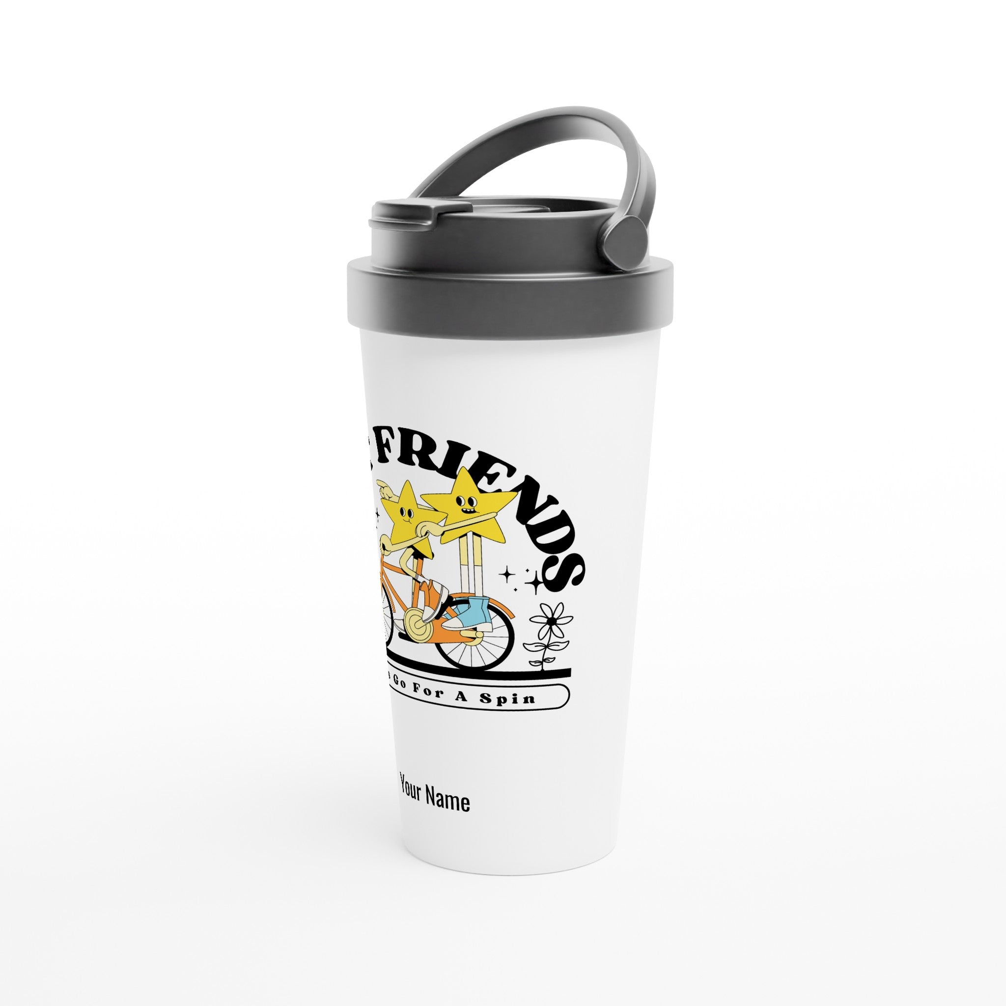 Personalised - Best Friends - White 15oz Stainless Steel Travel Mug Personalised Travel Mug customise Globally Fulfilled personalise retro