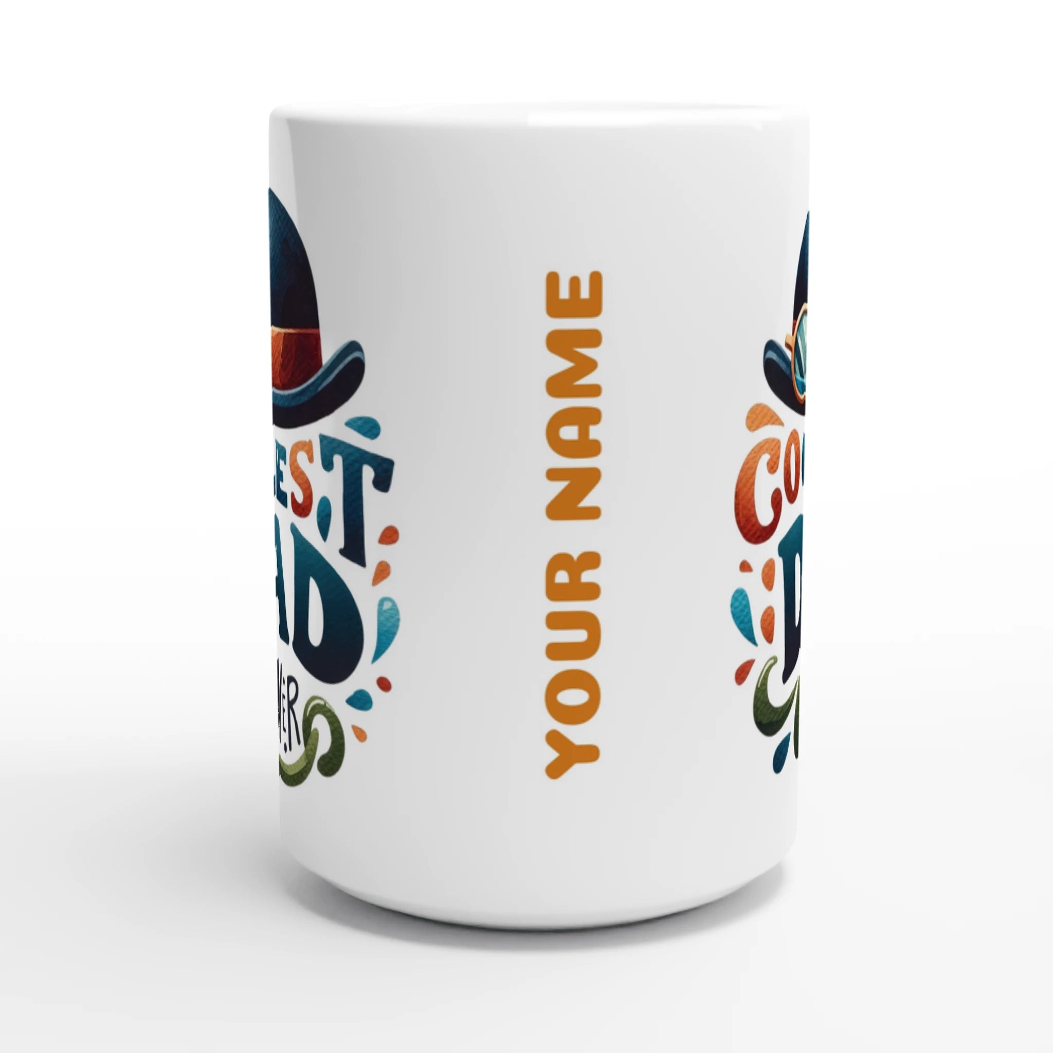 Personalise - Coolest Dad Ever - White 15oz Ceramic Mug Personalised 15oz Mug customise Dad Globally Fulfilled personalise
