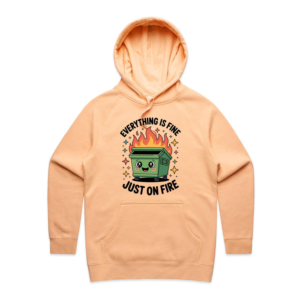 Skip Bin, Dumpster Fire Women's AS Colour Hoodie Peach Womens Hoodie Printed In Australia