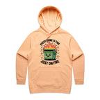 Skip Bin, Dumpster Fire Women's AS Colour Hoodie Peach Womens Hoodie Printed In Australia
