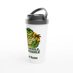 Personalised In A While, Crocodile White 15oz Stainless Steel Travel Mug Personalised Travel Mug animal Globally Fulfilled