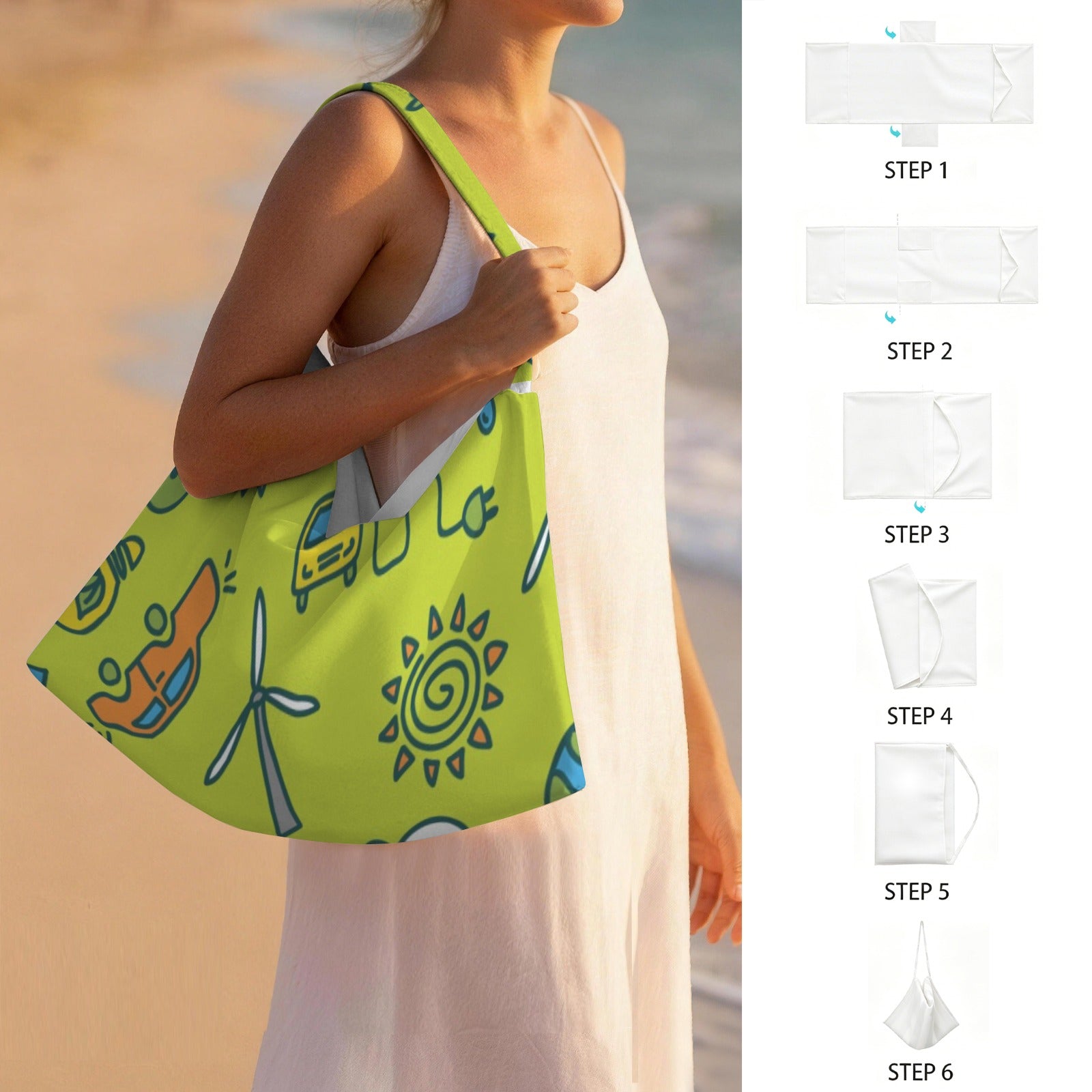 Go Green Beach Chair Towel Cover with Side Pockets
