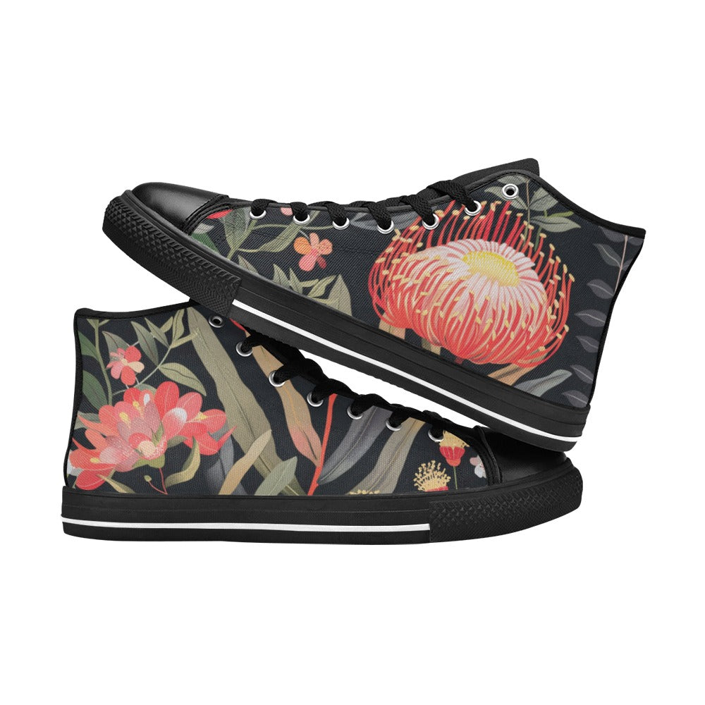 Australian Waratah Flower - Men's High Top Canvas Shoes