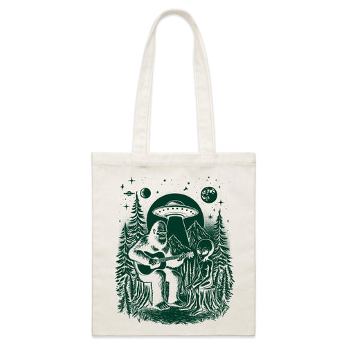 Alien And Bigfoot Playing Guitar - Parcel Canvas Tote Bag Default Title Small Tote Bag Music Printed In Australia Sci Fi