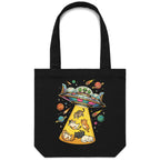 UFO Cat Abduction Canvas Tote Bag Black One Size Tote Bag animal Printed In Australia Sci Fi