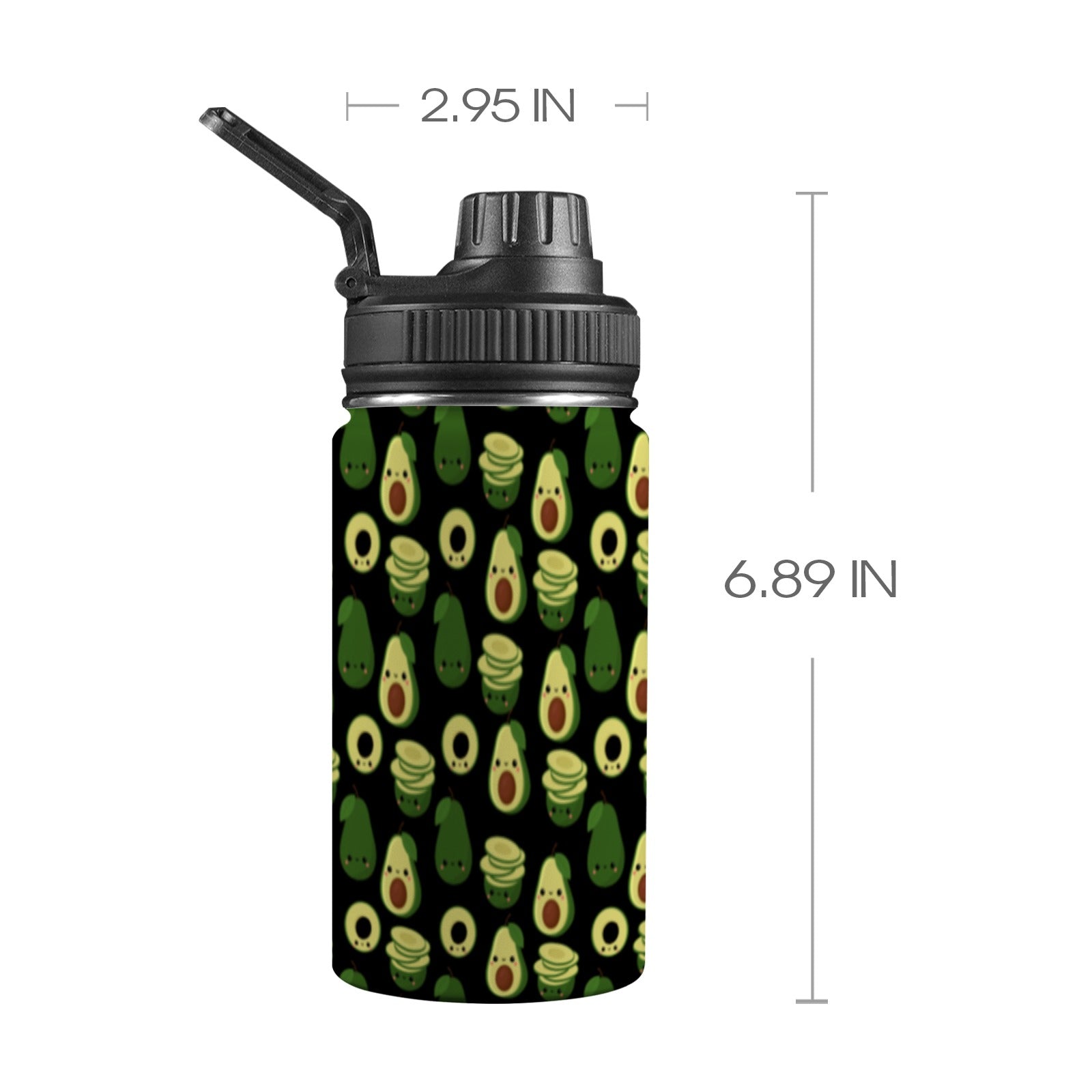 Cute Avocados - Kids Water Bottle with Chug Lid (12 oz) One Size Kids Water Bottle with Chug Lid Food Printed Offshore