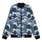 Japanese Waves Men's Casual Zip‑Up Bomber Jacket