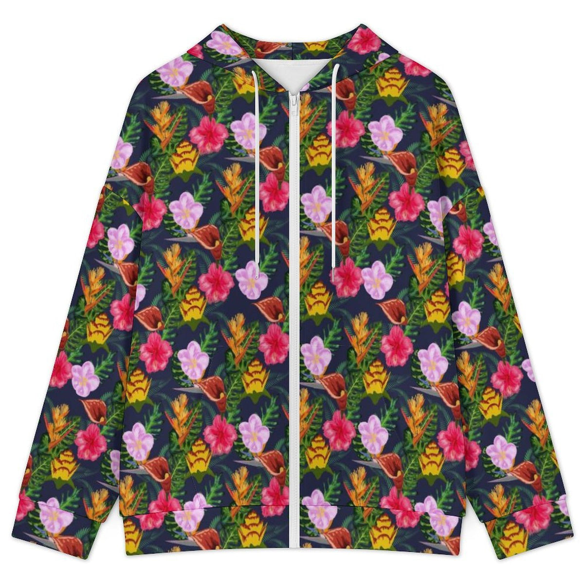 Tropical Floral Women's Full-Zip Hoodie