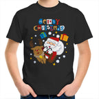 Santa Merry Christmas - Kids Youth T-Shirt Black Kids Christmas T-shirt Christmas Printed In Australia