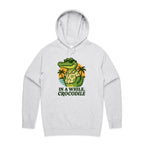 In A While, Crocodile Men's AS Colour Hoodie White Marle Mens Hoodie animal Printed In Australia
