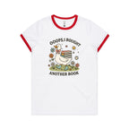 Oops, I Bought Another Book - Women's Ringer Tee White Red Womens Ringer T-shirt animal Printed In Australia Reading