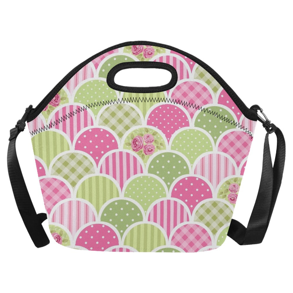 Floral Tabs Neoprene Lunch Bag/Large (Model 1669) One Size Neoprene Lunch Bag Plants Printed Offshore