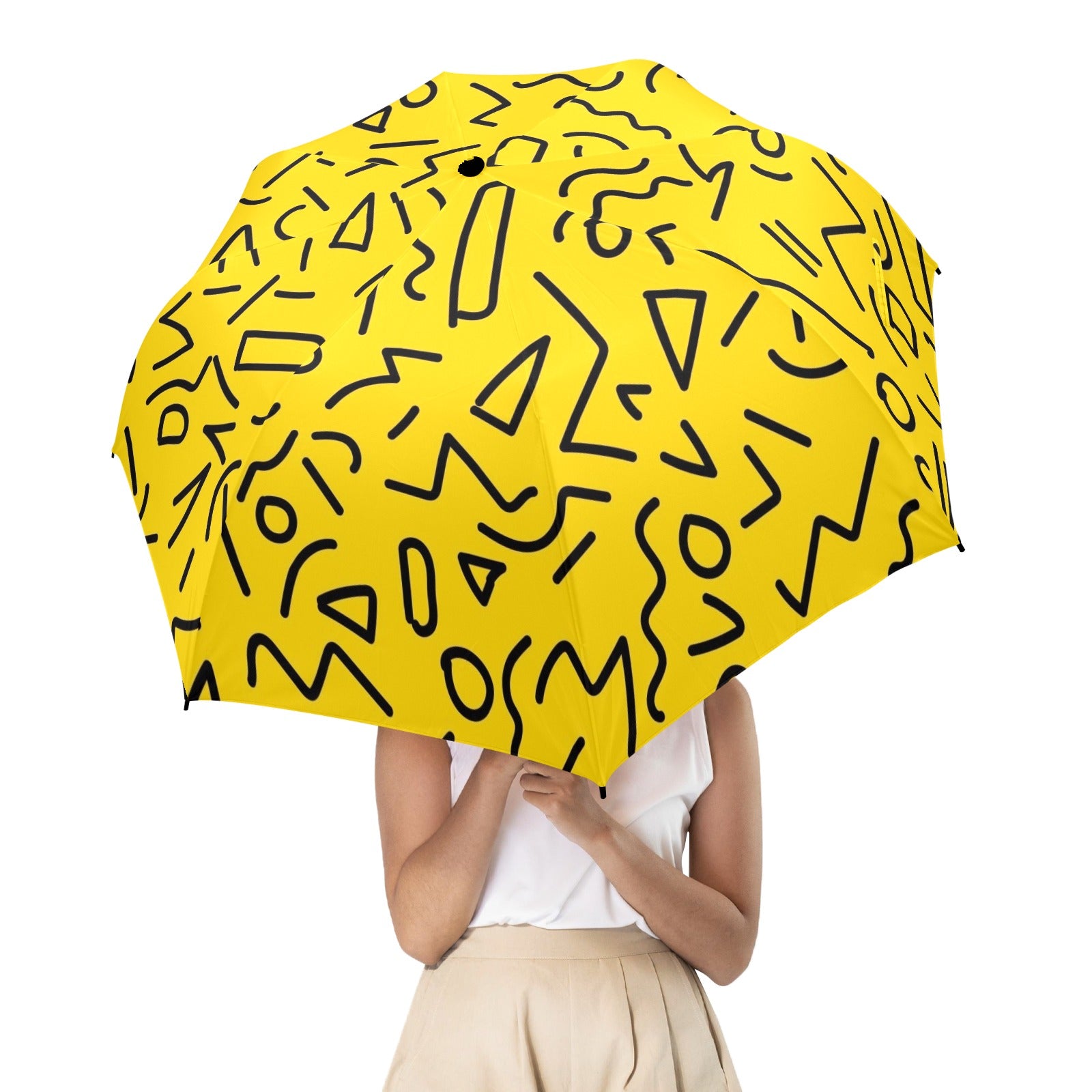 Black Squiggle On Yellow - Umbrella Umbrella Printed Offshore