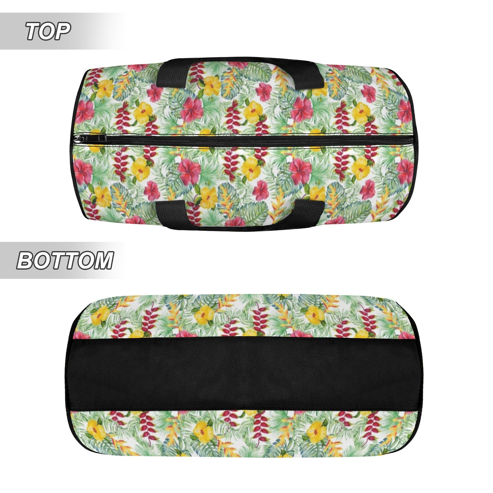 Tropical Flowers On White Duffle Bag Duffle Bag Printed Offshore