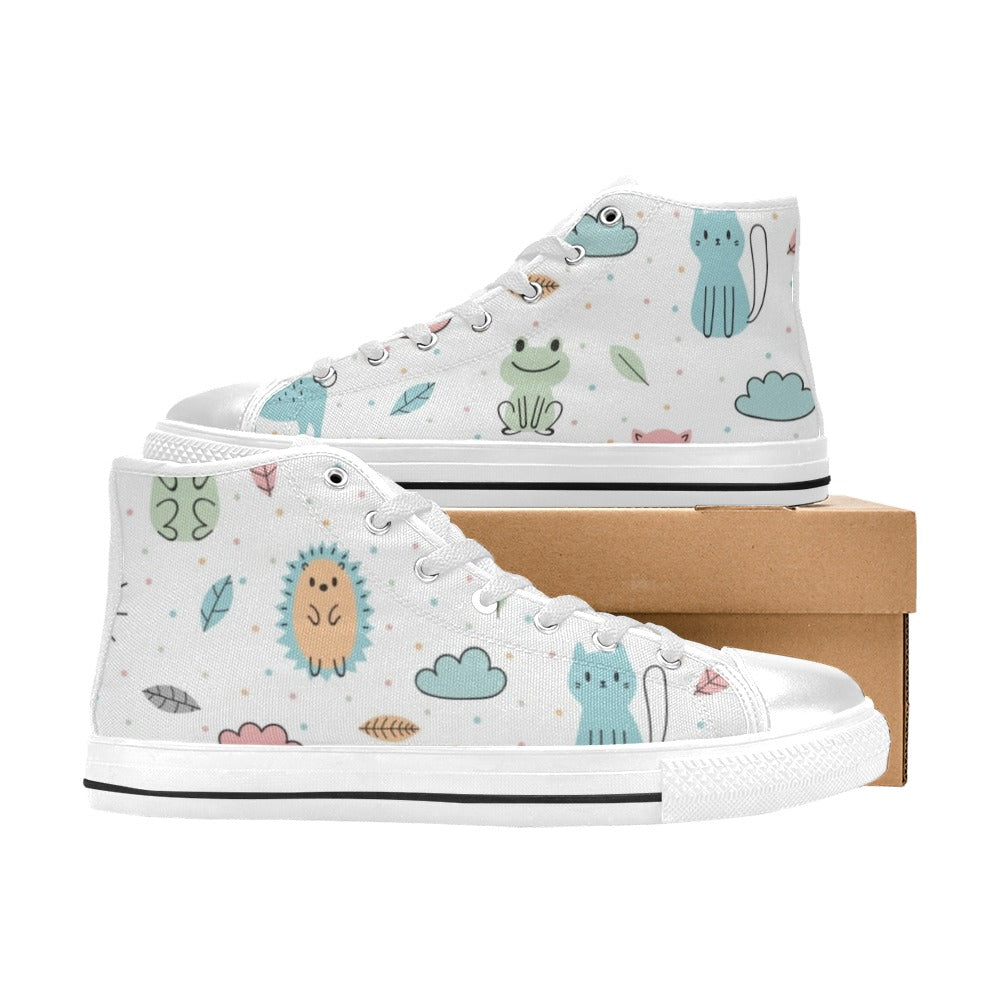 Cute Autumn Creatures - Kids' High Top Canvas Shoes Kids High Top Canvas Shoes animal Printed Offshore