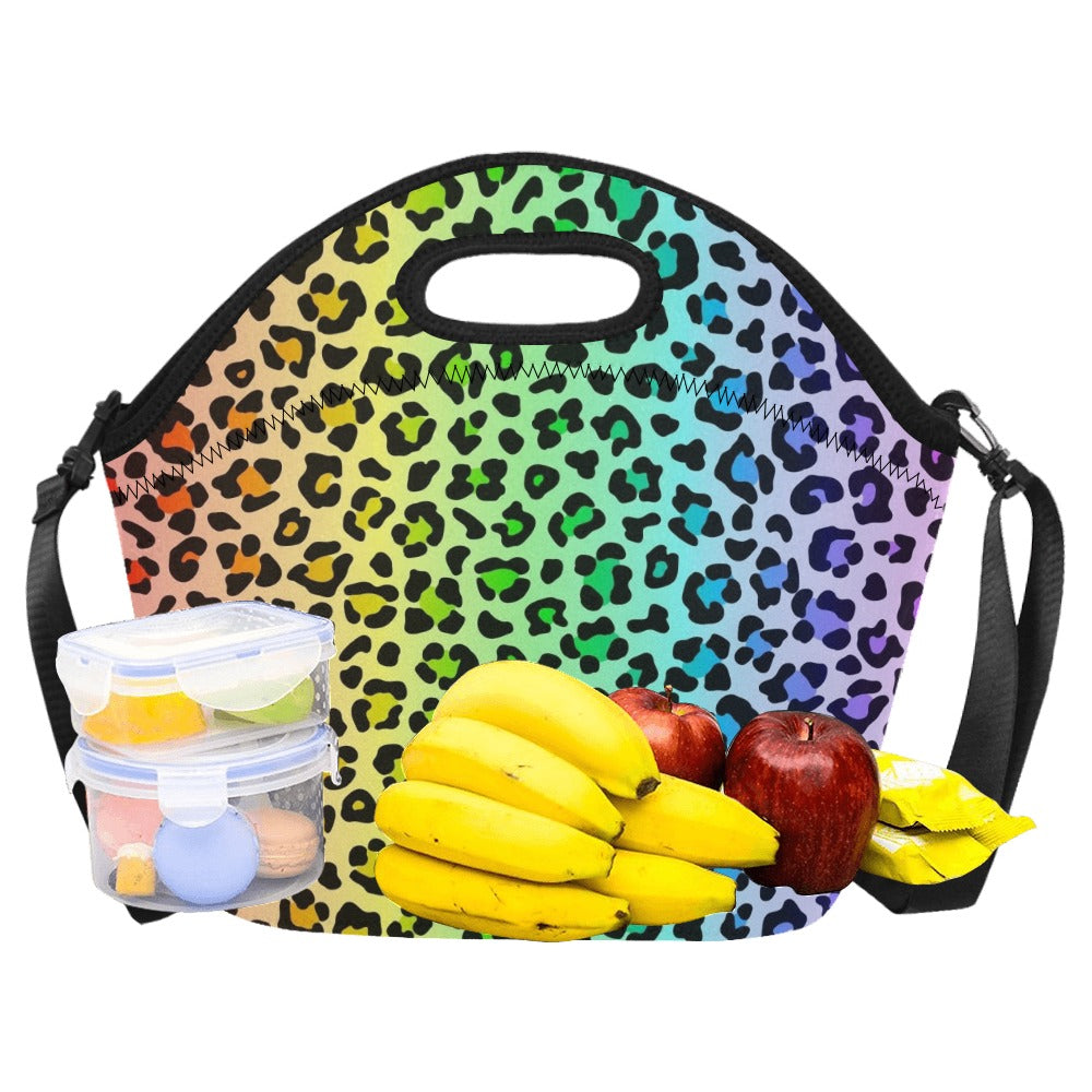 Rainbow Leopard Print Neoprene Lunch Bag/Large (Model 1669) Neoprene Lunch Bag animal Printed Offshore