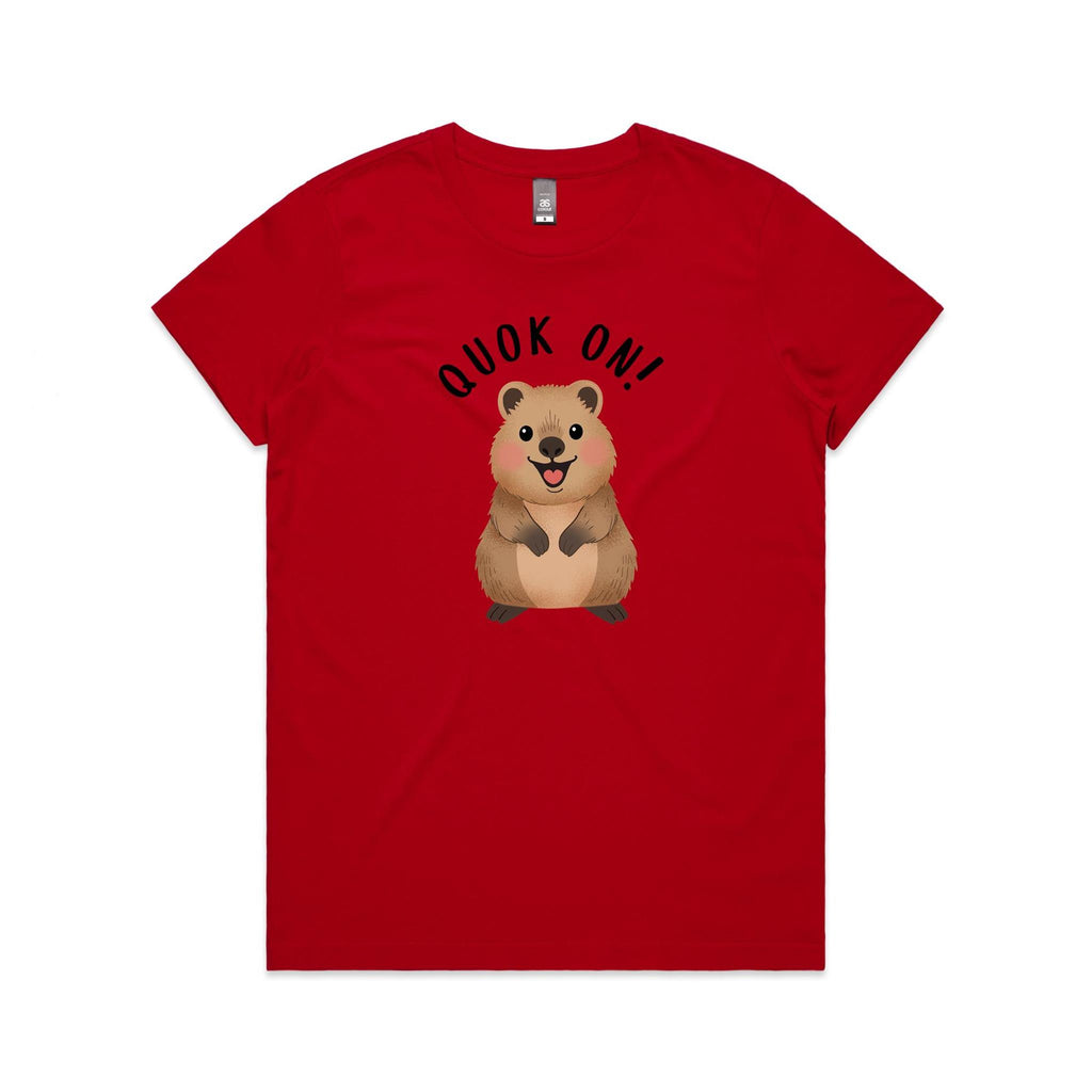 Quokka, Quok On Women's AS Colour T-shirt Red Womens T-shirt animal Printed In Australia