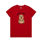 Quokka, Quok On Women's AS Colour T-shirt Red Womens T-shirt animal Printed In Australia