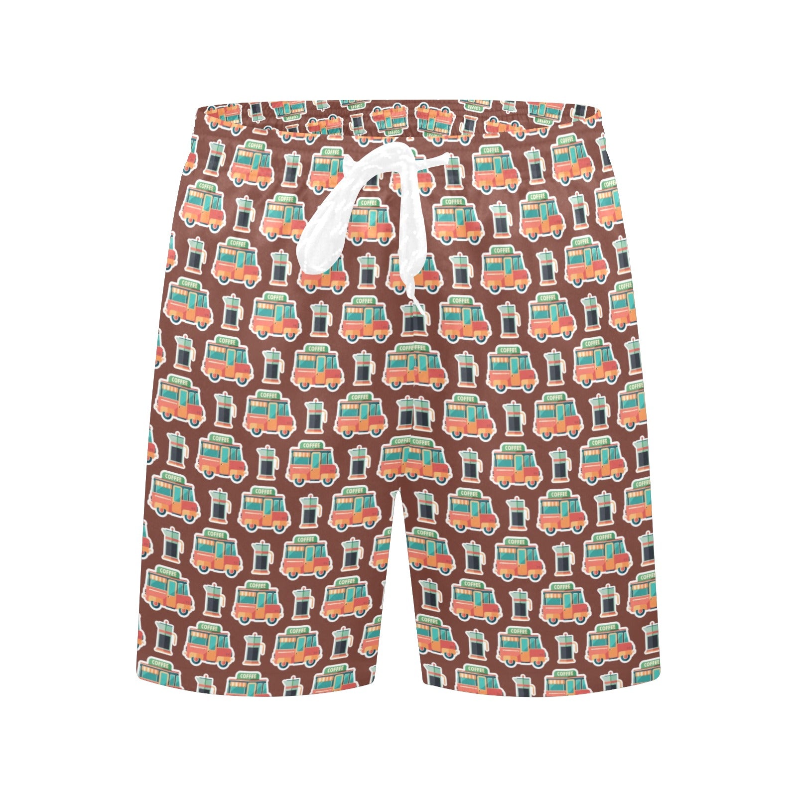 Coffee Van - Men's Mid-Length Beach Shorts Men's Mid-Length Beach Shorts Coffee Printed Offshore