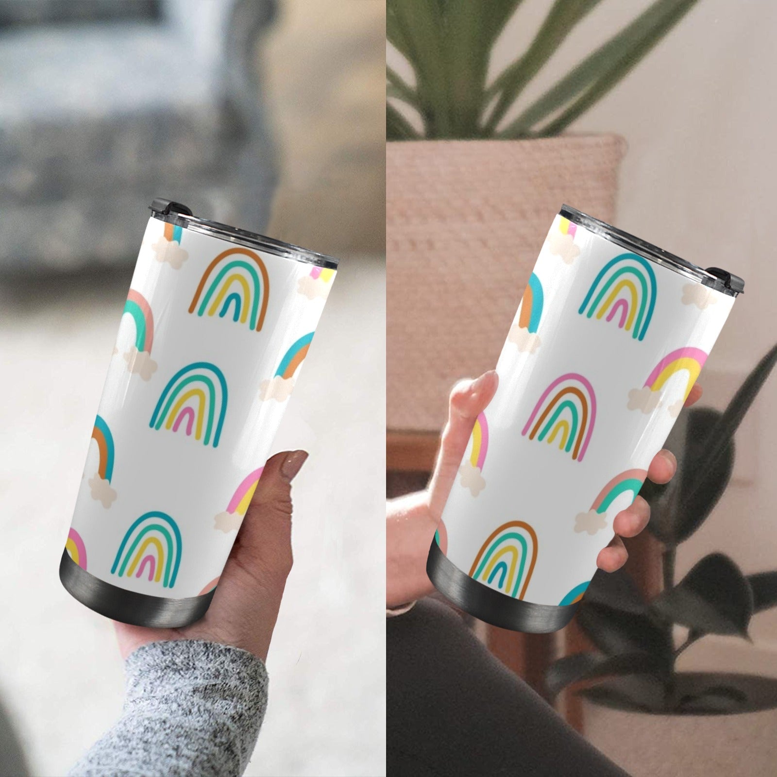 Cloud Rainbows - 20oz Mobile Tumbler with Lid (Black Lock) 20oz Travel Mug Printed Offshore