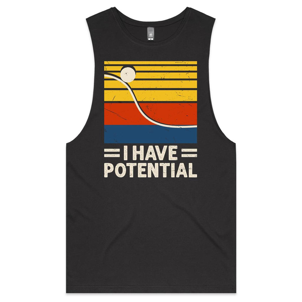 I Have Potential, Physics Mens Men's AS Colour Drop Arm Tank Top Coal Drop Arm Tank Top Printed In Australia Science
