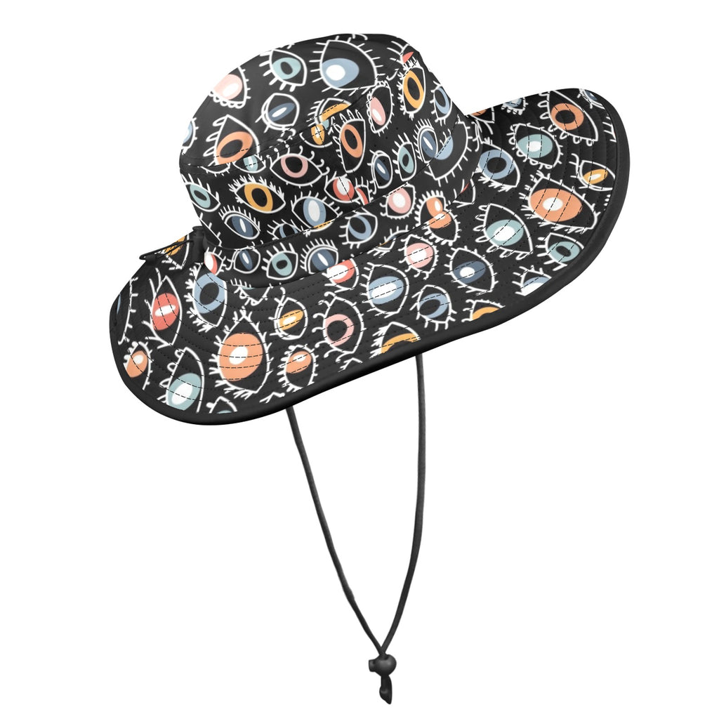Eyes On Black Wide Brim Bucket Hat Wide Brim Bucket Hat Printed Offshore