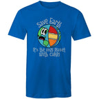 Save Earth, It's The Only Planet With Cake - Mens T-Shirt Bright Royal Mens T-shirt Environment Food Printed In Australia