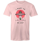 I Want To Be-Leaf, UFO - Mens T-Shirt Pink Mens T-shirt Printed In Australia Sci Fi