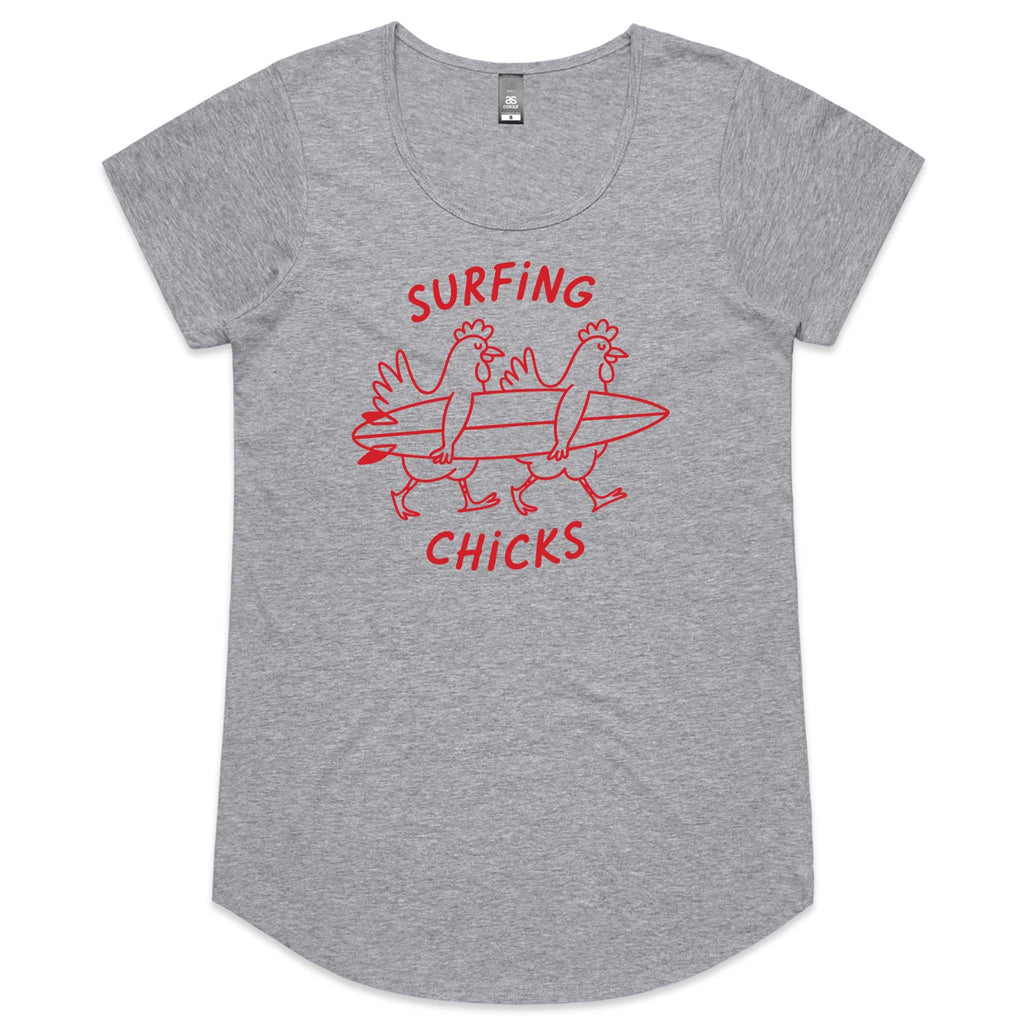 Chickens Surfing Chicks Womens AS Colour Scoop Neck T-Shirt