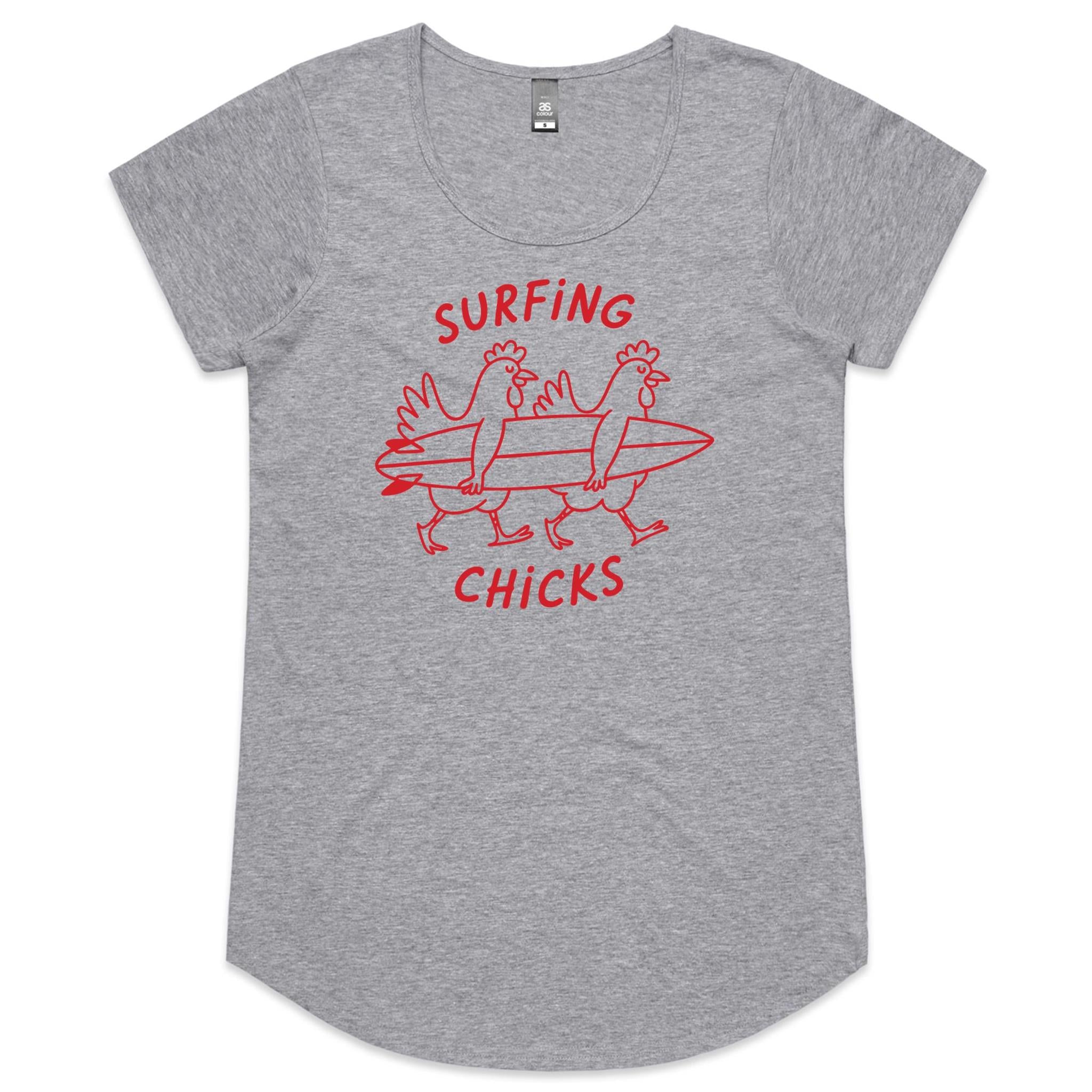 Chickens Surfing Chicks Womens AS Colour Scoop Neck T-Shirt