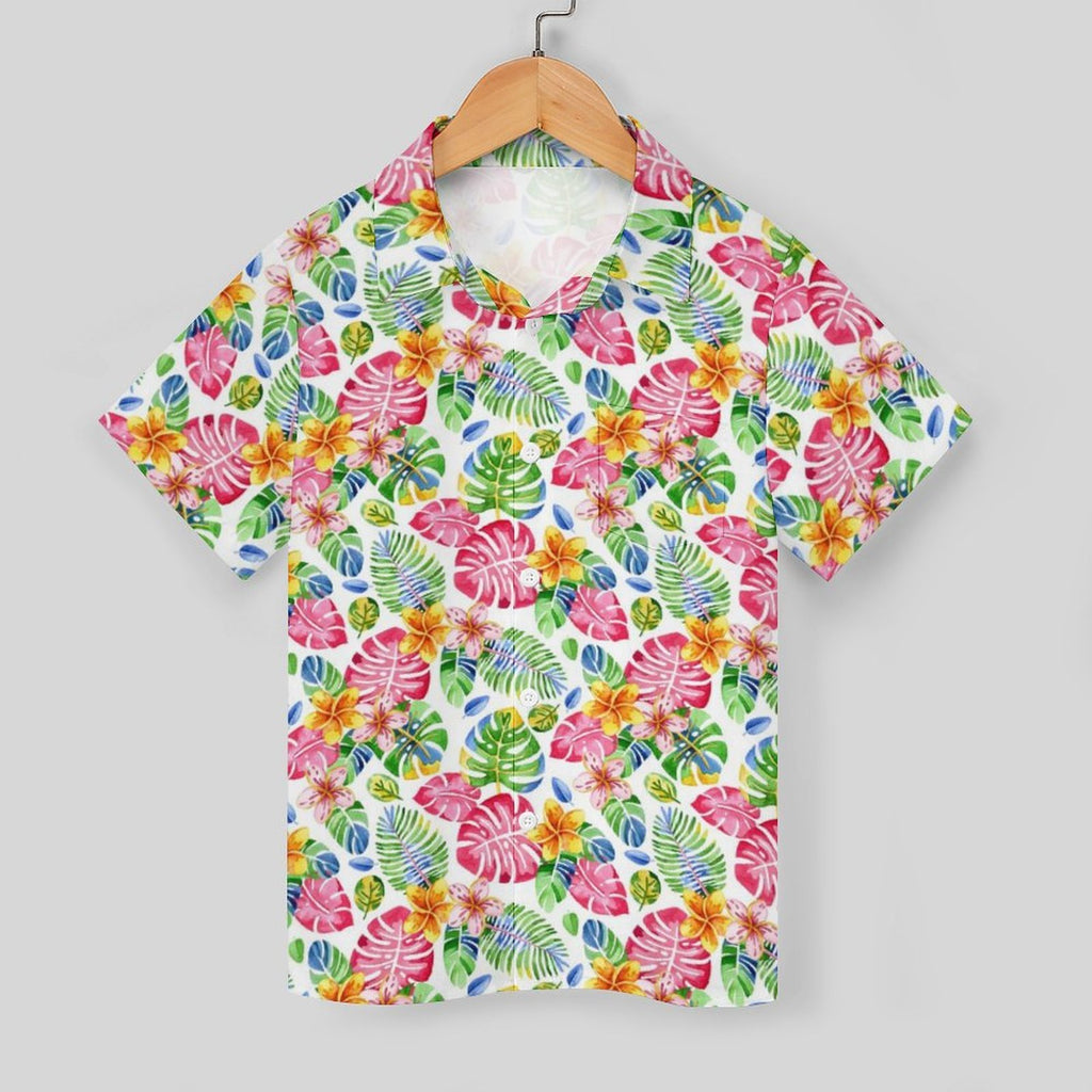 Bright Painted Tropical Kids Cotton Short Sleeve Shirt