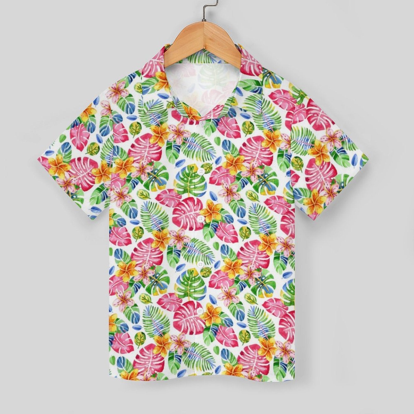 Bright Painted Tropical Kids Cotton Short Sleeve Shirt