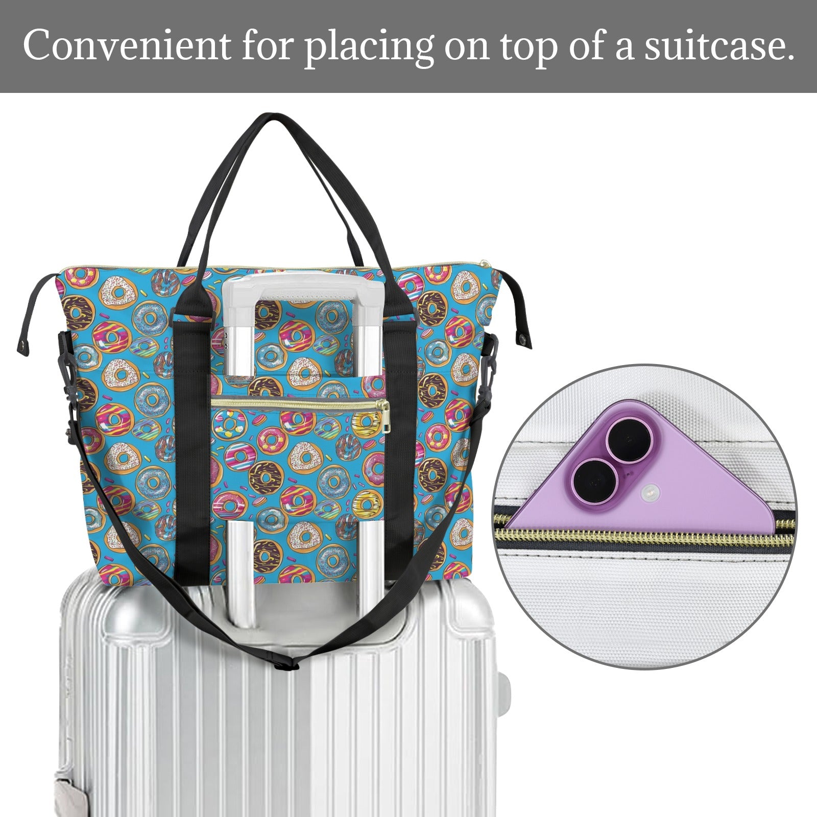 Doughnuts On Blue Duffle Bag-Simple (Model 1715) Duffle Bag-Simple (1715)