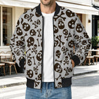 Skull And Crossbones Men's Casual Zip‑Up Bomber Jacket