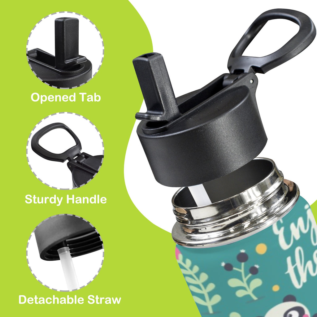 Cute Panda 12oz Kids Water Bottle with Straw Lid