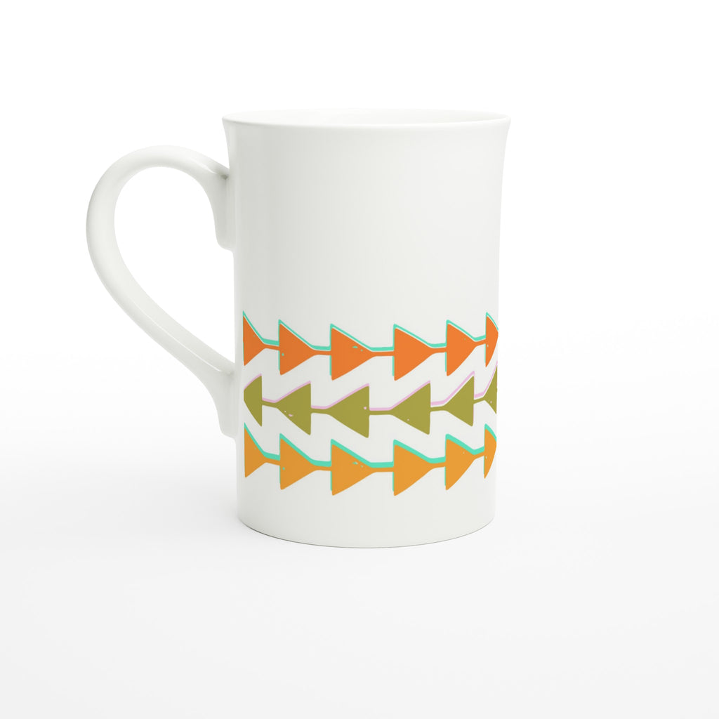 Retro Triangles - White 10oz Porcelain Slim Mug Default Title Porcelain Mug Globally Fulfilled Retro
