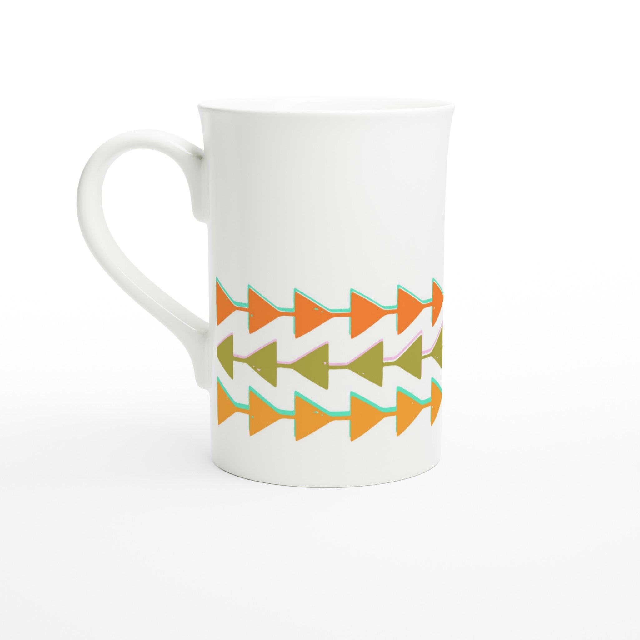Retro Triangles - White 10oz Porcelain Slim Mug Default Title Porcelain Mug Globally Fulfilled Retro