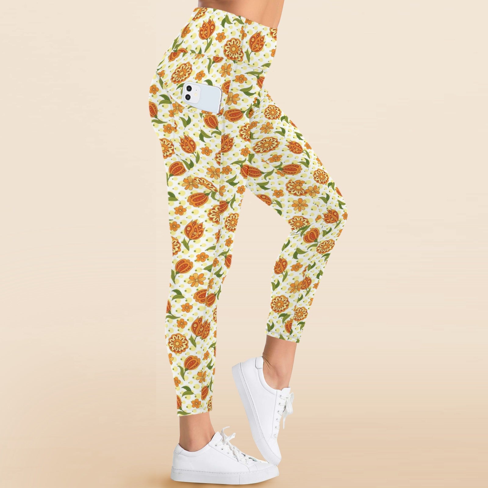 Graphic Floral Women's High Waist Pockets Yoga Leggings