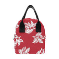 Red Retro Foliage, Hawaiian Flower Zipper Lunch Bag One Size Zipper Lunch Bag Printed Offshore