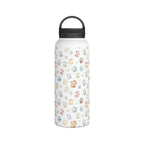 Paw Print Stainless Steel Water Bottle, Handle Lid Stainless Steel Water Bottle With Handle Lid animal Globally Fulfilled
