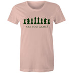 Are You Game, Chess - Womens T-shirt Pale Pink Womens T-shirt Chess Games Printed In Australia