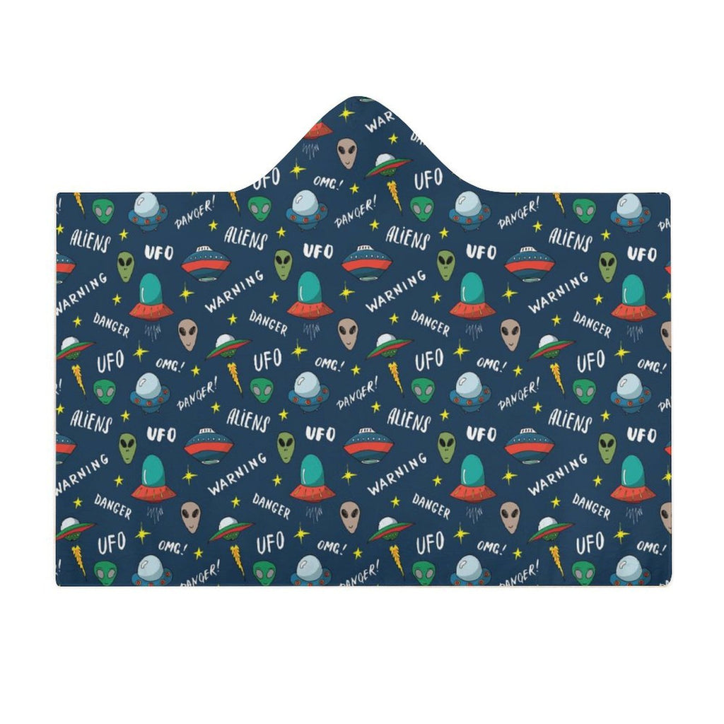 UFO's And Aliens Kids Hooded Blanket 100cm x 130cm Kids Hooded Blanket Printed Offshore Sci Fi