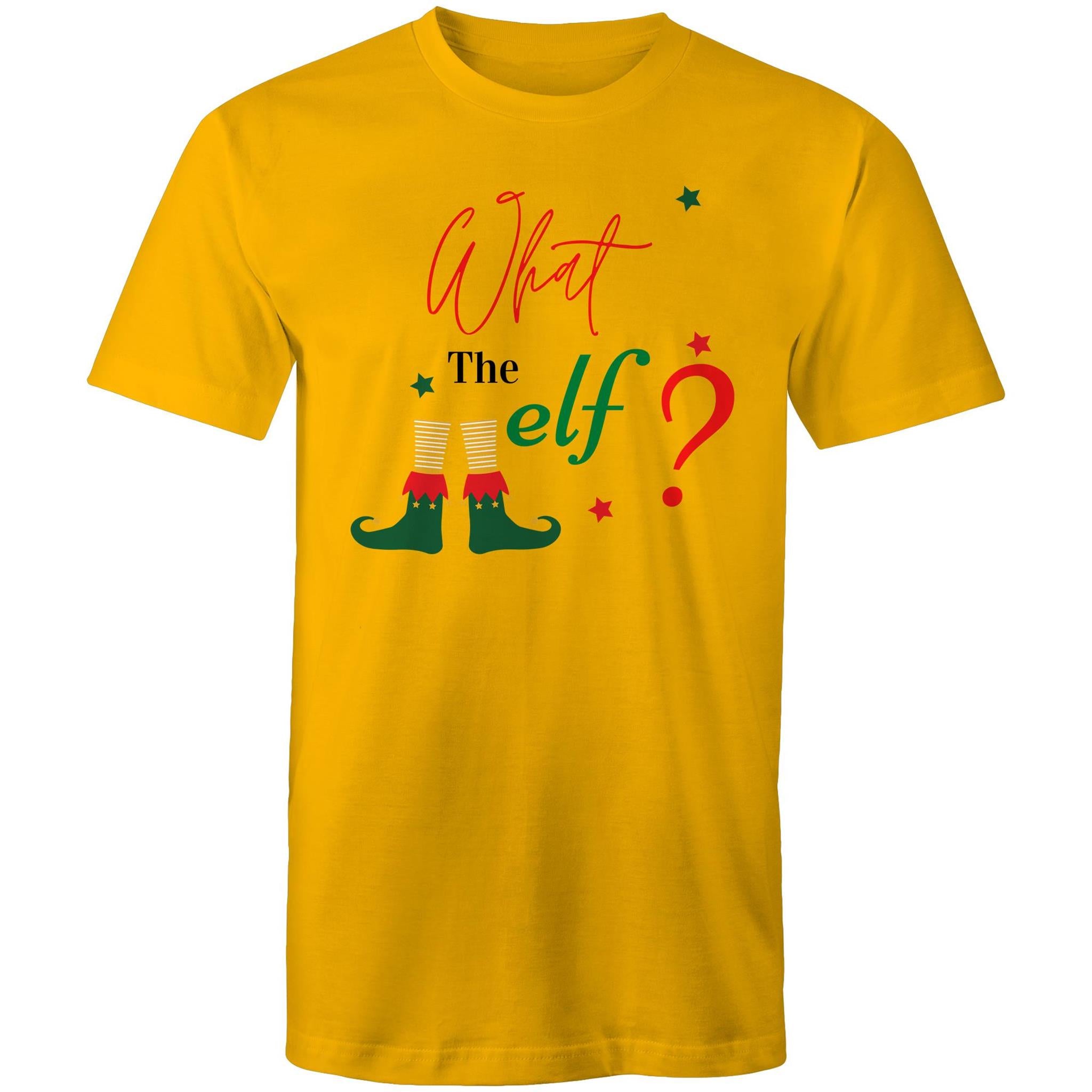What The Elf, Christmas - Mens T-Shirt Gold Mens Christmas T-shirt Christmas Printed In Australia