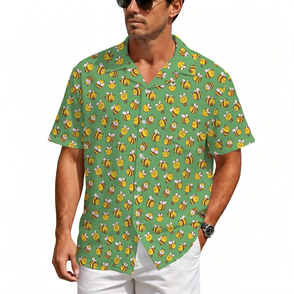 Busy Bees Men's Crinkle Hawaiian Shirt