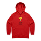 Think Positive, Lightbulb - Womens Hoodie Red Womens 2XL Womens Hoodie Positivity Printed In Australia