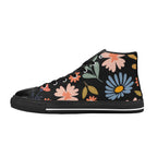 Boho Flowers And Leaves Women's High Top Canvas Shoes US12 Womens Classic High Top Shoes Plants Printed Offshore