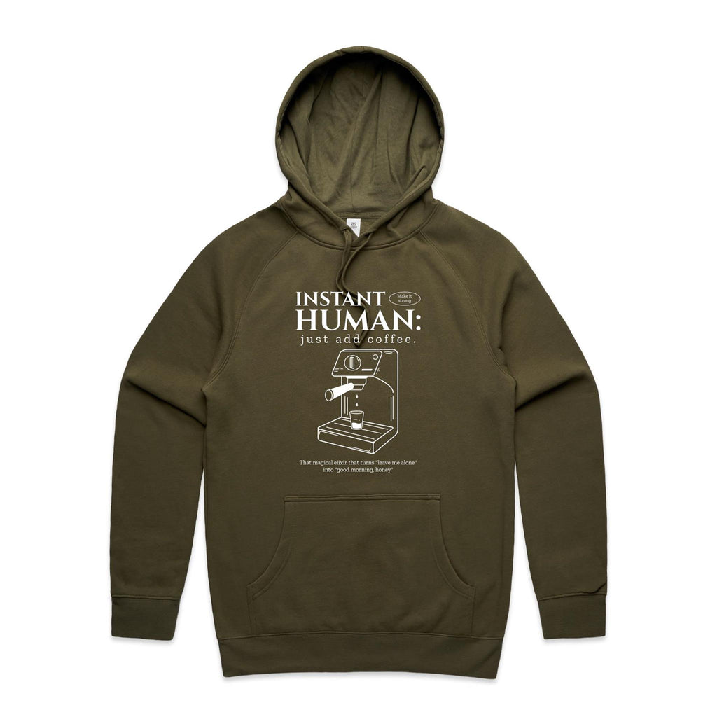 Instant Human, Coffee Machine - Mens Hoodie Army Mens Hoodie Coffee Printed In Australia